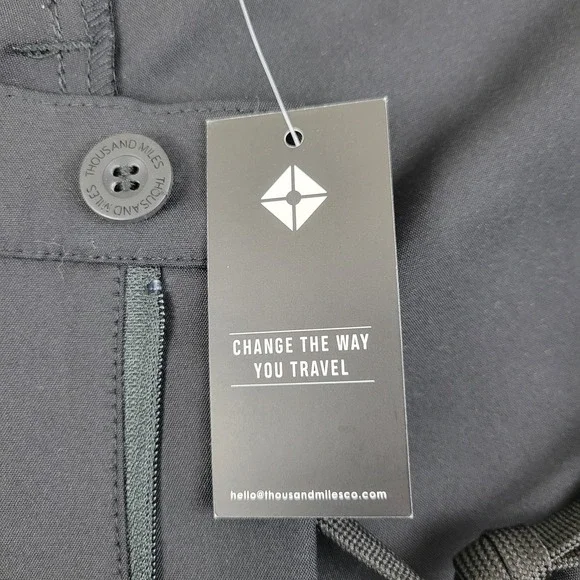 Thousand Miles Pants Mens 2XL Black Stretch Travel Chino Performance Comfort - Picture 9 of 14